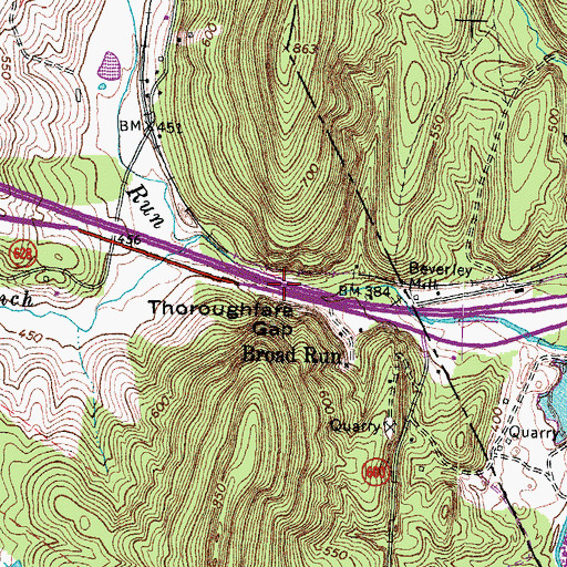 Topographic Map of Thoroughfare Gap, VA