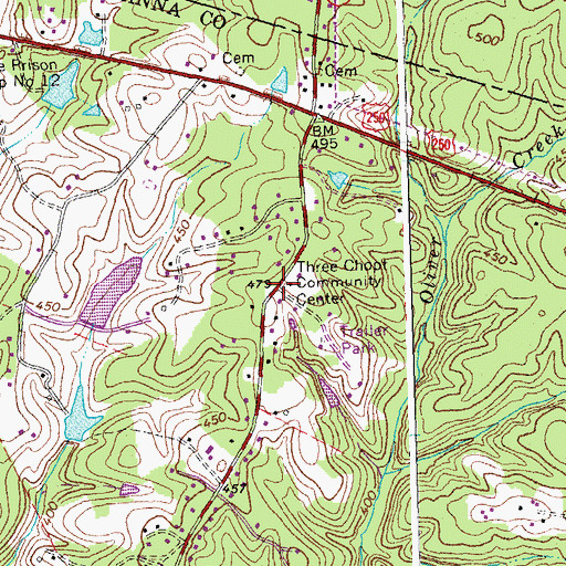 Topographic Map of Three Chopt Community Center, VA