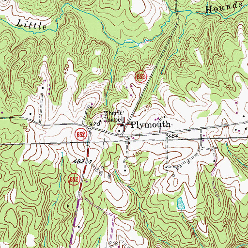 Topographic Map of Thrift Chapel, VA