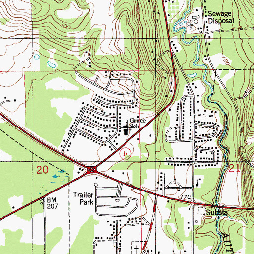 Topographic Map of Grace Baptist School, AL