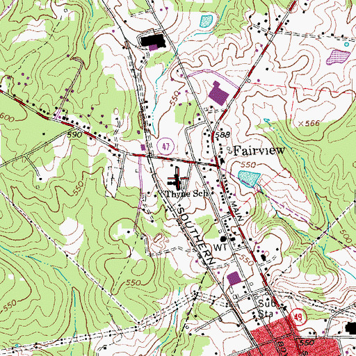 Topographic Map of Thyne School, VA
