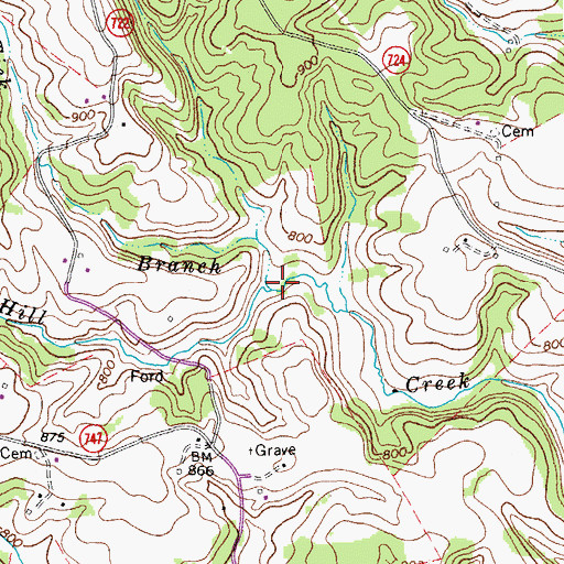 Topographic Map of Tick Branch, VA