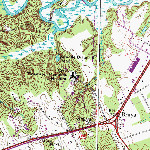 Topographic Map of Riverside Tappahannock Hospital, VA