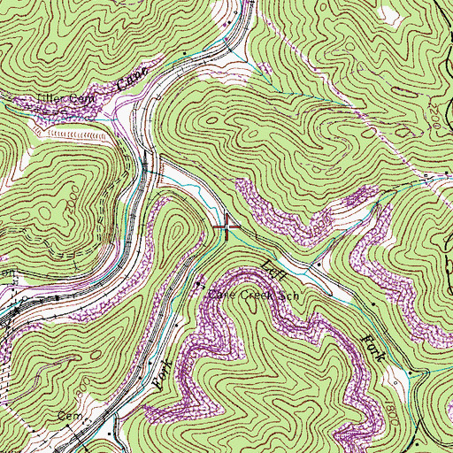 Topographic Map of Tiller Fork, VA