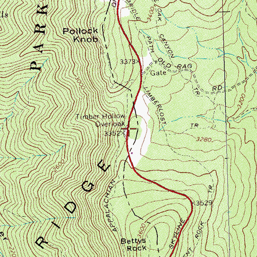 Topographic Map of Timber Hollow Overlook, VA