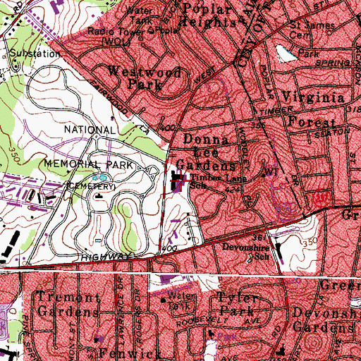 Topographic Map of Timber Lane Elementary School, VA