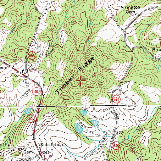 Topographic Map of Timber Ridge, VA