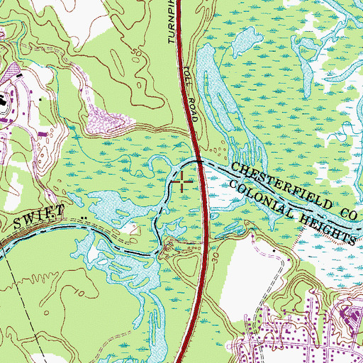Topographic Map of Timsbury Creek, VA