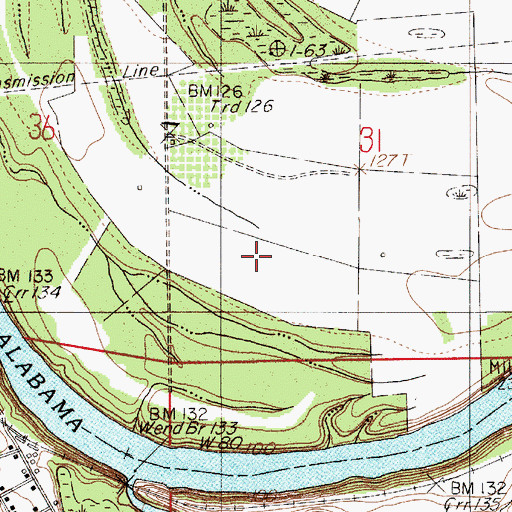 Topographic Map of Gunters Farm, AL