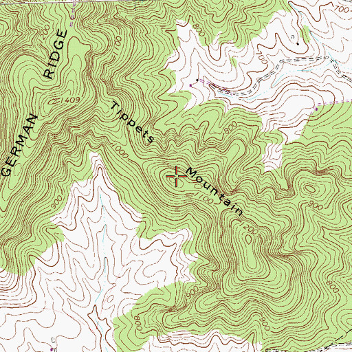 Topographic Map of Tippets Mountain, VA