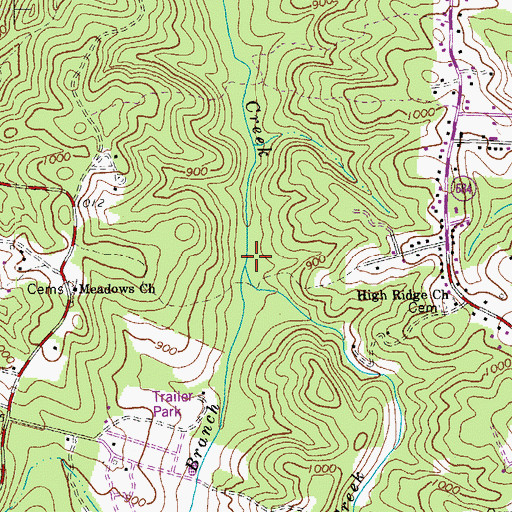 Topographic Map of Titus Creek, VA