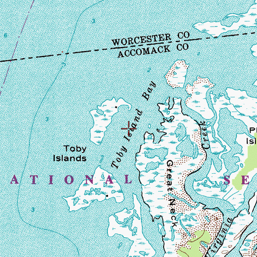 Topographic Map of Toby Island Bay, VA