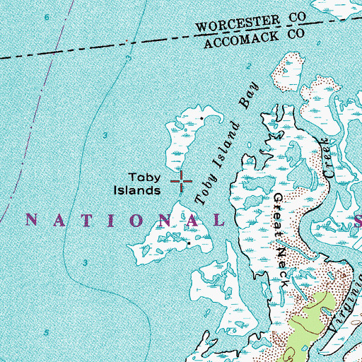 Topographic Map of Toby Islands, VA