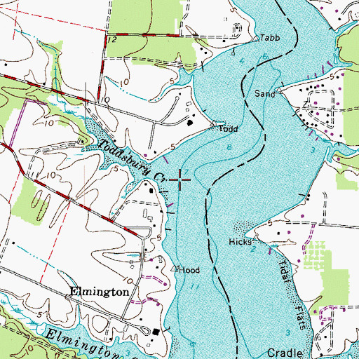 Topographic Map of Toddsbury Creek, VA