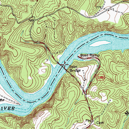 Topographic Map of Toler Bridge, VA