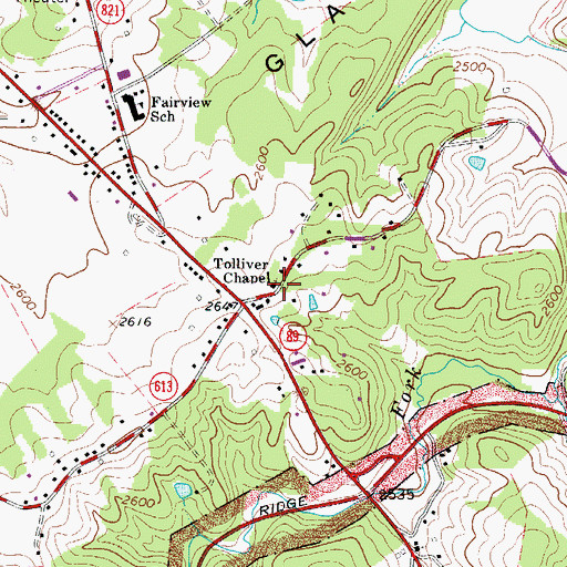 Topographic Map of Tolliver Chapel, VA