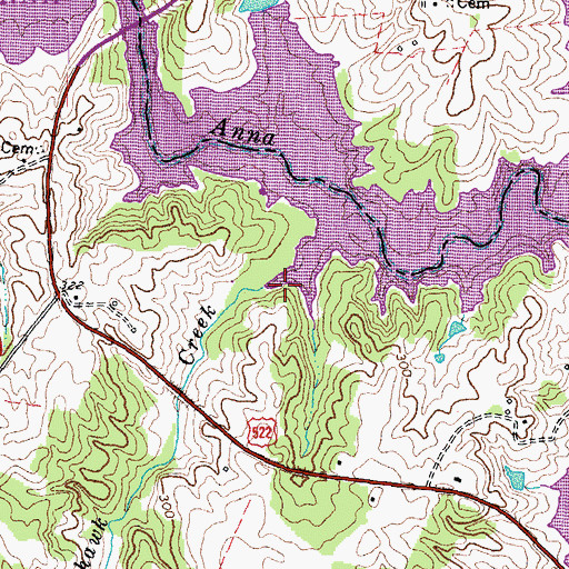Topographic Map of Tomahawk Creek, VA