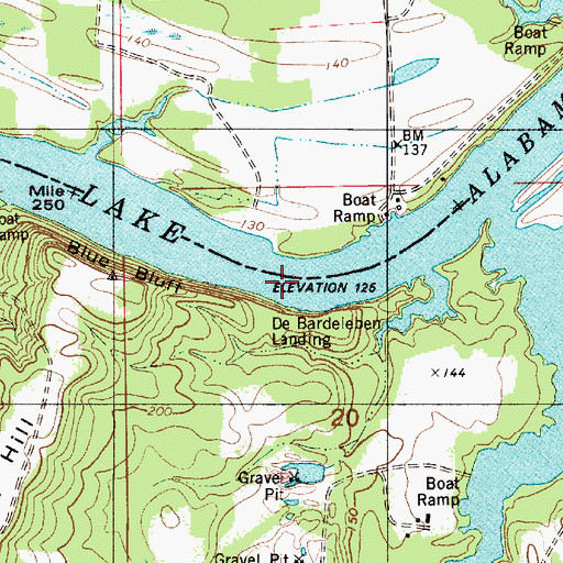 Topographic Map of Holy Ground Bar, AL