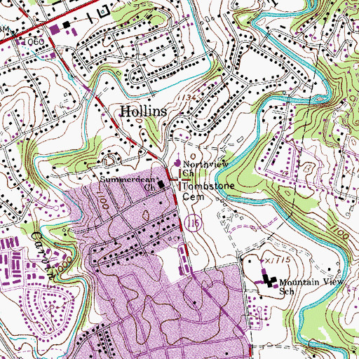 Topographic Map of Tombstone Cemetery, VA