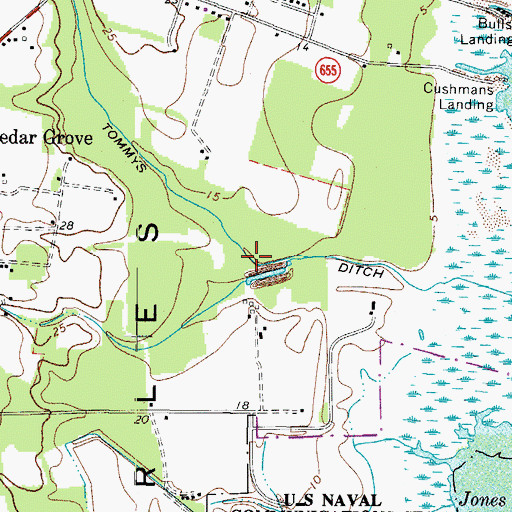 Topographic Map of Tommys Ditch, VA