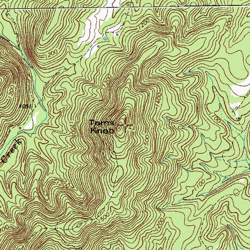 Topographic Map of Toms Knob, VA