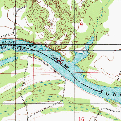 Topographic Map of Huffman Bar, AL