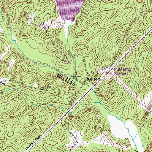 Topographic Map of Tongue Quarter Creek, VA