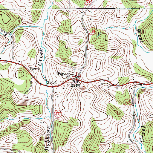 Topographic Map of Topeco Church, VA