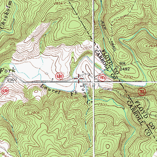 Topographic Map of Tory Creek, VA