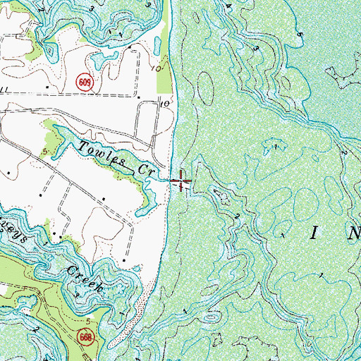 Topographic Map of Towles Creek, VA