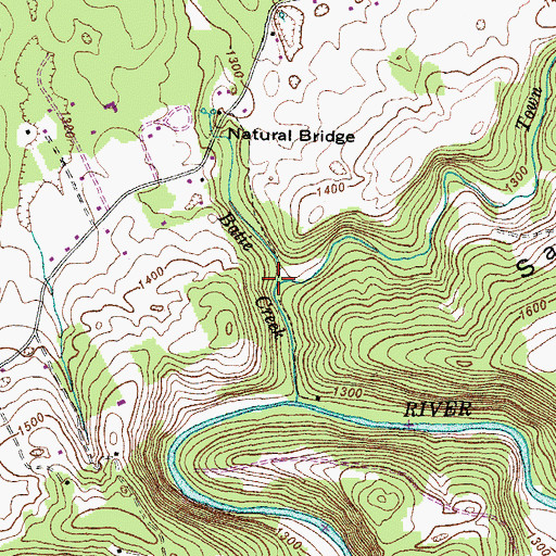 Topographic Map of Town Branch, VA