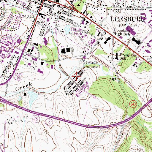 Topographic Map of Town Branch, VA