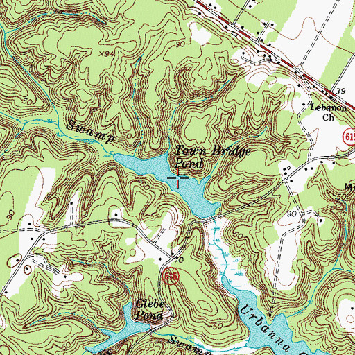 Topographic Map of Town Bridge Pond, VA
