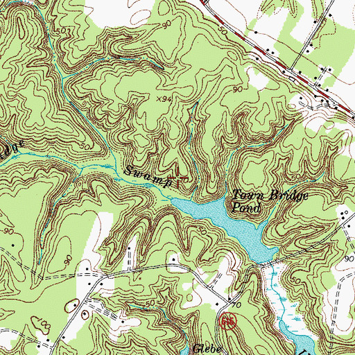 Topographic Map of Town Bridge Swamp, VA