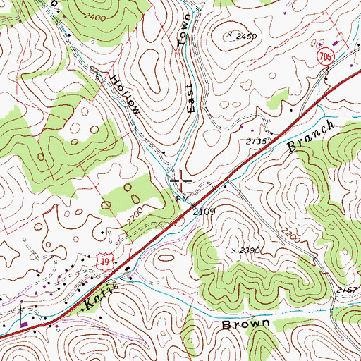 Topographic Map of Town Hollow, VA