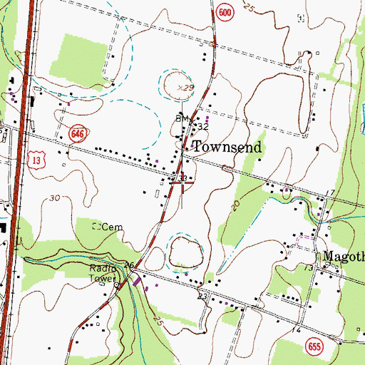 Topographic Map of Townsend, VA