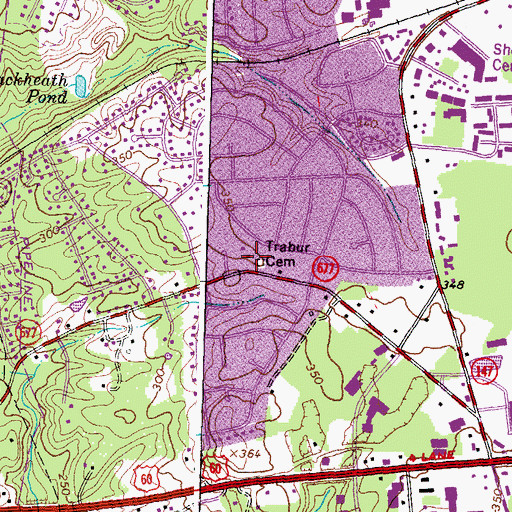 Topographic Map of Trabur Cemetery, VA
