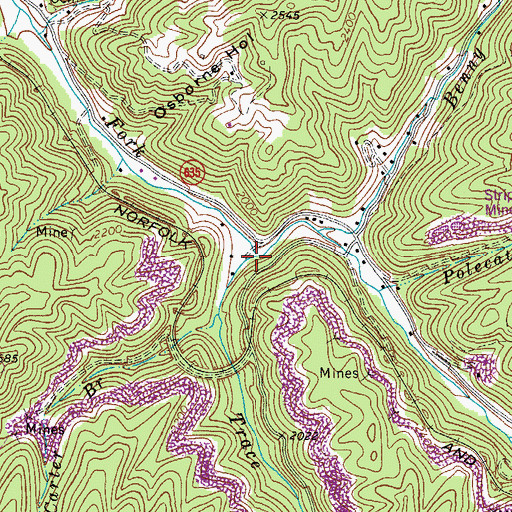 Topographic Map of Trace Fork, VA