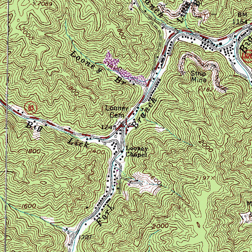 Topographic Map of Trace Fork, VA