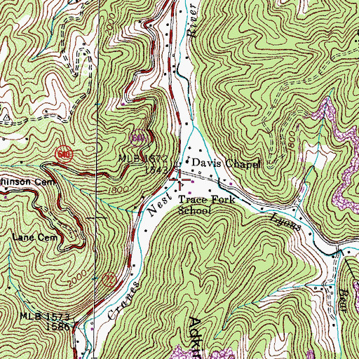 Topographic Map of Trace Fork School, VA