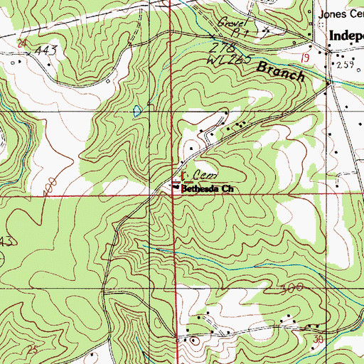 Topographic Map of King Cemetery, AL