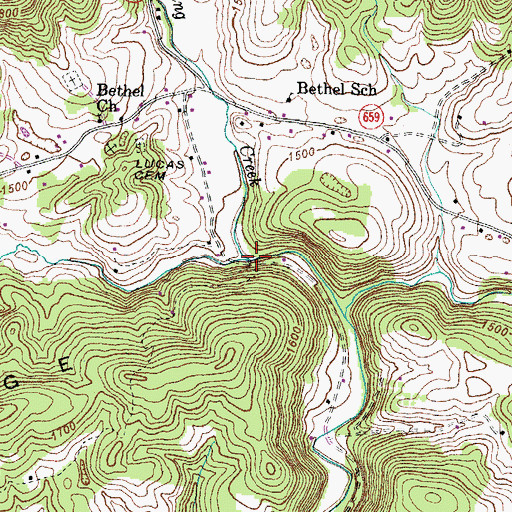 Topographic Map of Trading Creek, VA