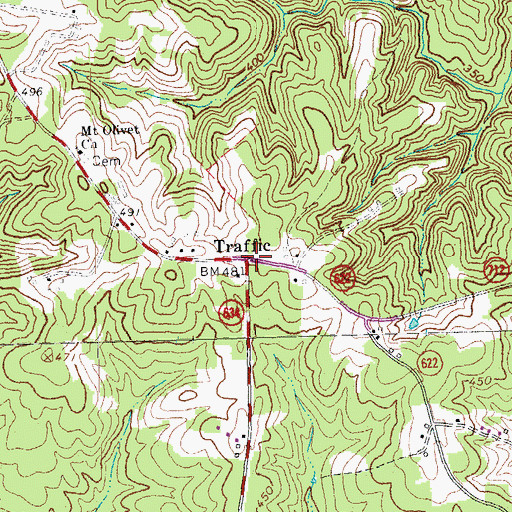Topographic Map of Traffic, VA