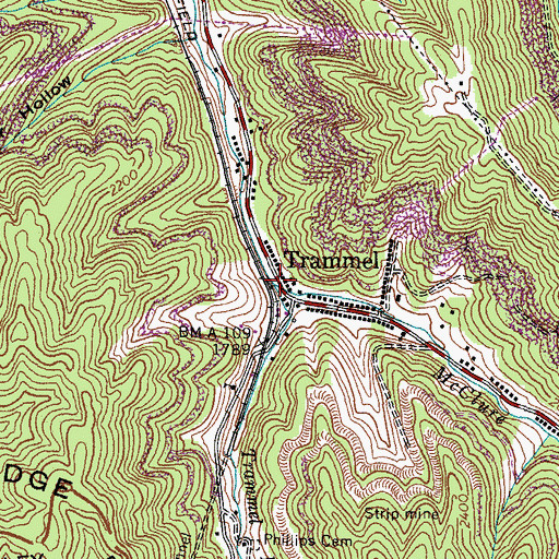 Topographic Map of Trammel Branch, VA
