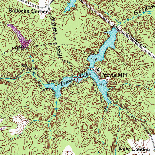 Topographic Map of Travis Lake, VA