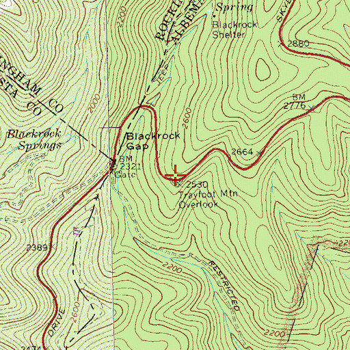 Topographic Map of Trayfoot Mountain Overlook, VA