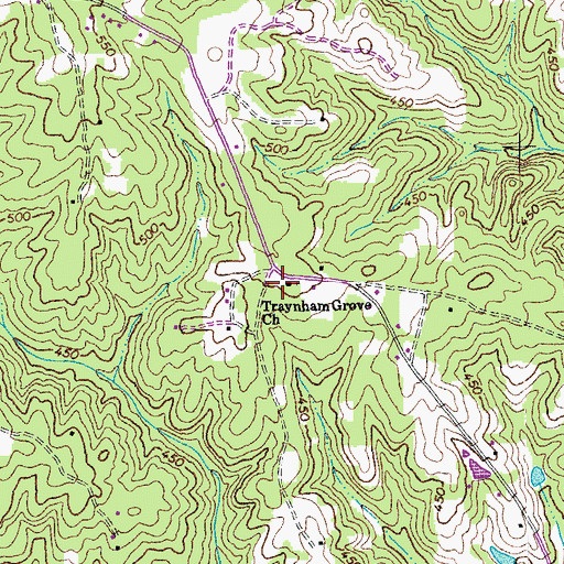 Topographic Map of Traynham Grove Church, VA