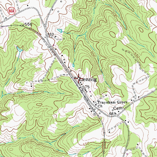 Topographic Map of Traynham Grove Church, VA