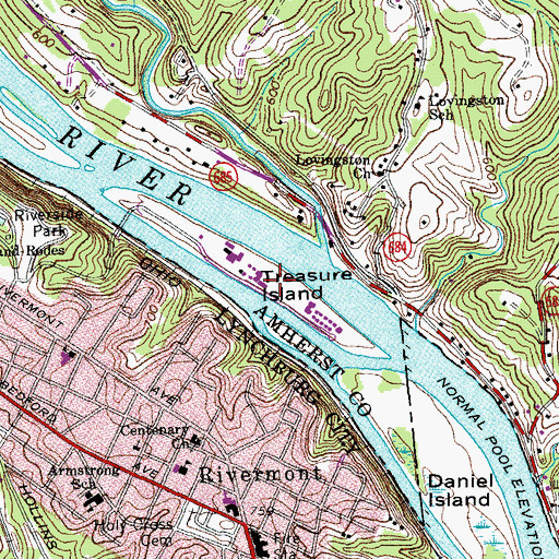 Topographic Map of Treasure Island, VA