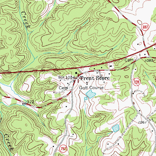 Topographic Map of Trent Store, VA